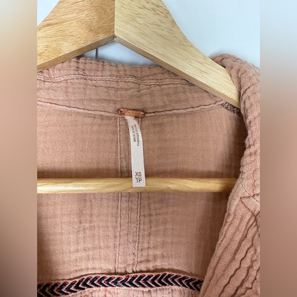Free People All About the Feels Button Down Peach Top - Picture 4 of 8